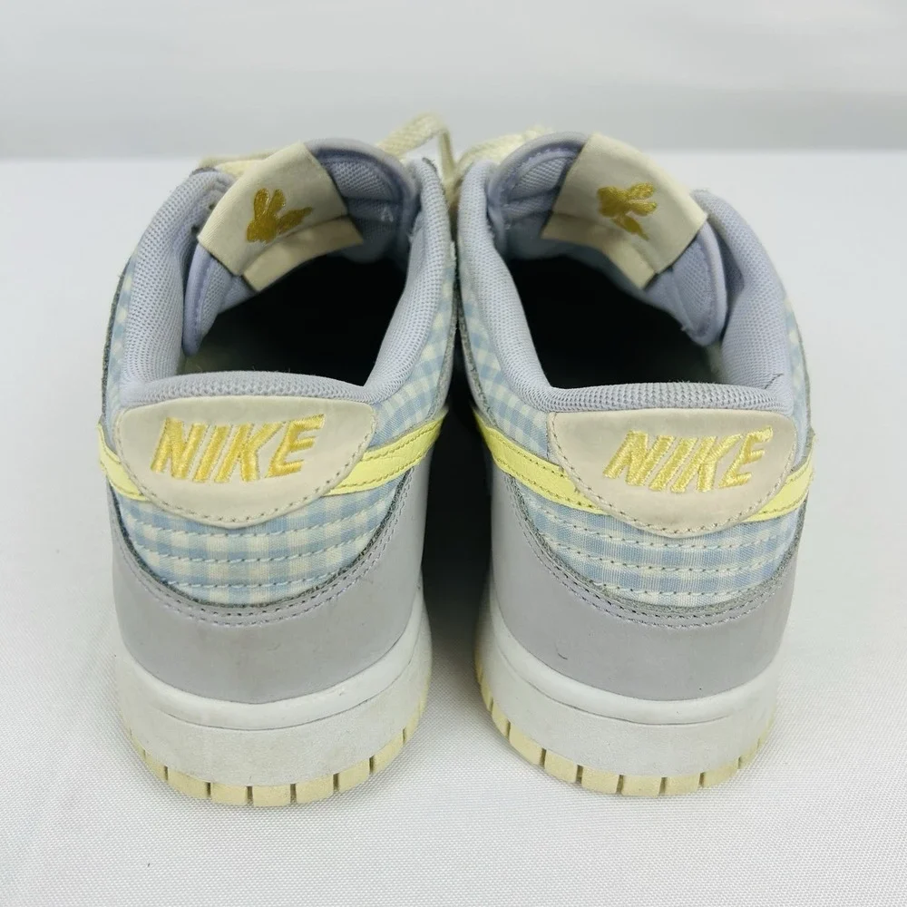 Nike Dunk Low Shoes Girls 6.5Y Purple Yellow Gingham Sneakers FJ4641-536